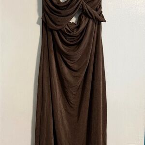 Draped Brown Maxi Dress